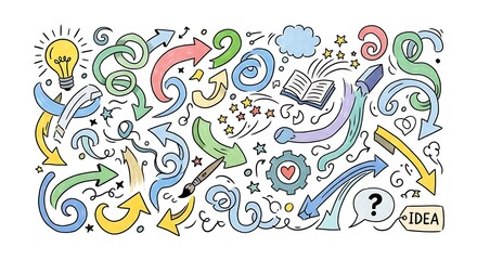 Colorful Ideas and Creativity Symbols.