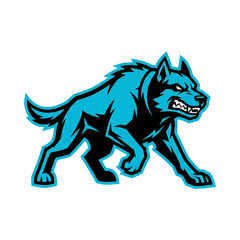 Prowling Blue Wolf Pack Mascot Gaming Logo