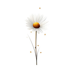 Digitally created illustration showcasing a detailed white daisy on a black backdrop