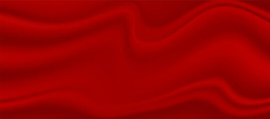 Obraz premium Realistic red silk top view vector background. Elegant and soft royal backdrop of shine flowing surface. Red luxurious background design. Vector illustration