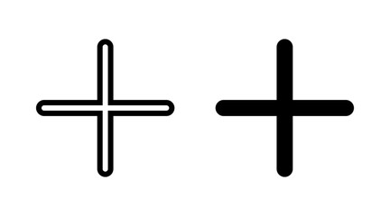 Plus Icon set vector. Add plus sign and symbol