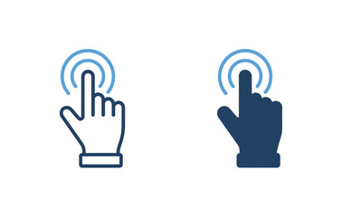 Obraz premium hand click vector icon, pointer hand with clicking action, user interaction symbol, minimal flat illustration for digital interfaces and buttons.