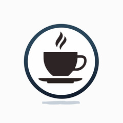 Obraz premium Minimalist vector illustration of a steaming coffee cup within a circular frame design