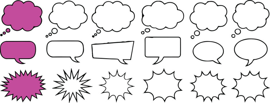bubble speech and thought vector set for comic design templates