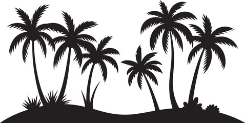 palm tree silhouette on hill vector for tropical design © AIcon Star