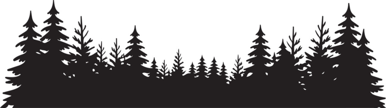 forest pine and fir tree silhouette landscape vector design