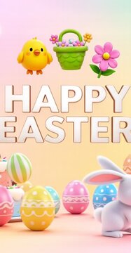Happy Easter Poster Template, Minimal Typography Background