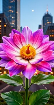Vibrant Pink Blossom with Yellow Center, Nature Macro Photography