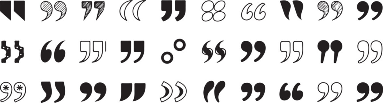 quote design set black and white typographic mark variations