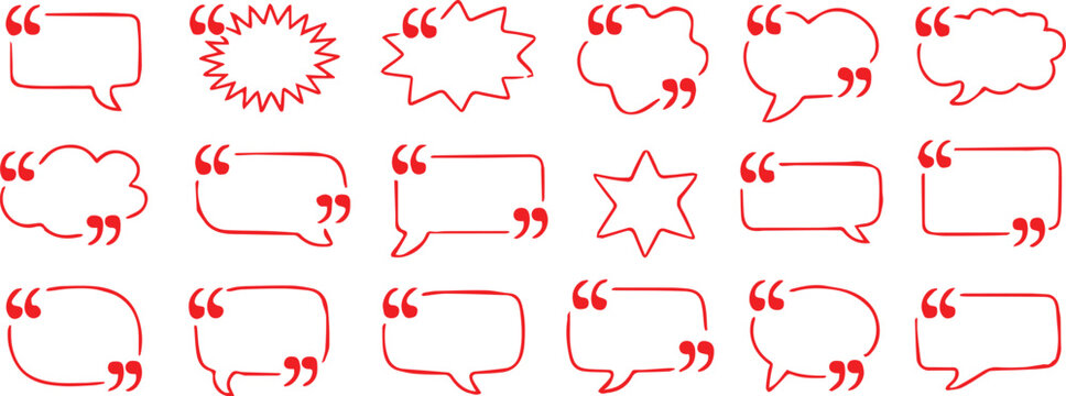 quote bubble red vector pack speech and quotation mark frames