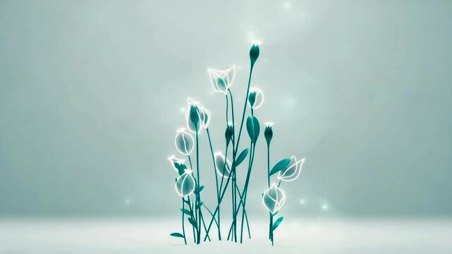 Delicate abstract flowers bloom in soft light and bokeh.