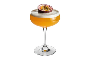 Orange cocktail with passionfruit and foam drink alcohol isolated on a transparent background