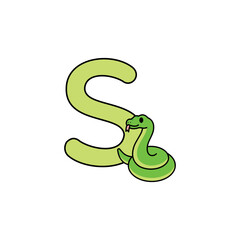 Fototapeta premium Vector Animal Alphabet Cartoon Snake Illustration