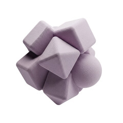 Soft Lavender Abstract 3D Geometric Cluster with Fuzzy Texture on Black Background