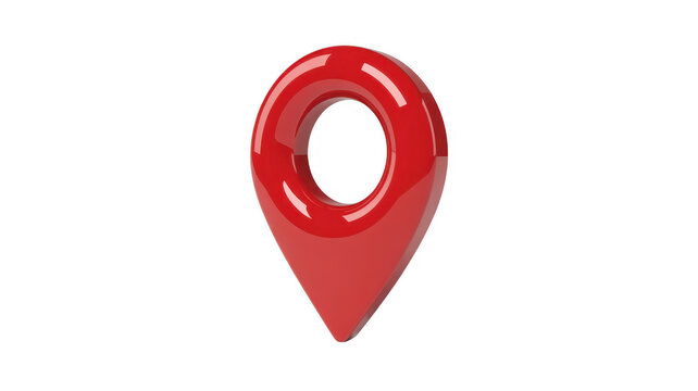 Red shiny map pin location isolated on a transparent background