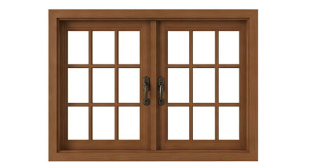 Obraz premium Double French Window with Panes and Bronze Handles