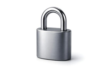 Fototapeta premium Single 3D Padlock Icon with Brushed Metal Detail on White Background