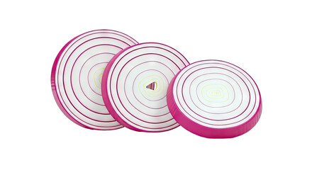 Three Sliced Red Onions on a White Background