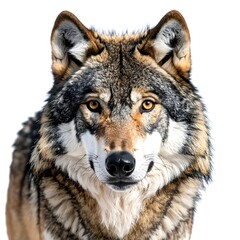 Obraz premium Close-up of a majestic canine predator featuring mottled fur, piercing eyes, and a focused expression. Head centered