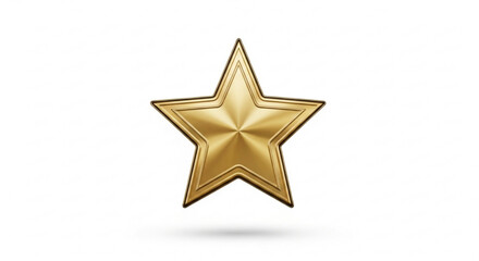 Obraz premium Golden five pointed star icon with shiny surface and soft shadow
