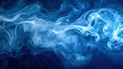 Obraz premium Ethereal Blue Smoke Swirls on Dark Background for Abstract Design