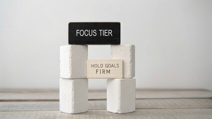 Stacked Blocks with Inspirational Words for Motivation in Minimalist Design and Neutral Color Palette