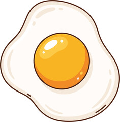 Cartoon fried egg vector with glossy yolk and irregular white &mdash; playful food illustration for breakfast, cooking, education, and kitchen-themed design projects.
