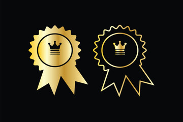 Collection of badges with crowns. Winner flat labels. eps 10