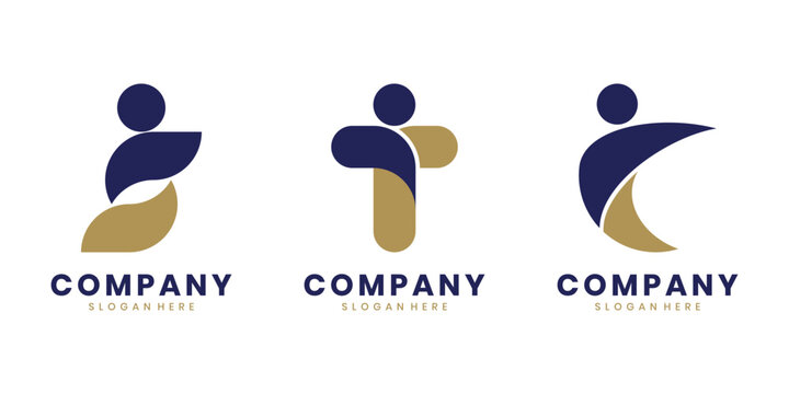 Abstract human figure logo design set