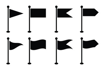 Different flag icons set.  Waving flag glyph icon. Flag icon collection. Vector illustration. eps 10