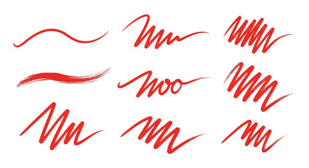 Obraz premium Vibrant red brush strokes on white background for creative design