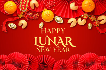 Lunar New Year symbols adorn this festive backdrop