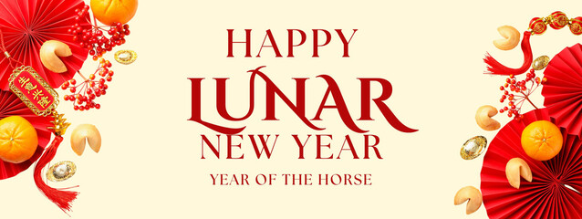 Naklejka premium Lunar New Year decorations feature vibrant colors and symbols