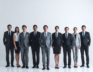 Fototapeta premium Diverse group of business professionals standing together in a line.
