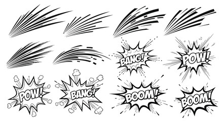 Comic book style explosion and motion effect illustrations © Nur