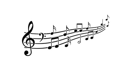 Music Notes Staff Illustration &ndash; Flowing Melody Sheet Symbol Minimal Design