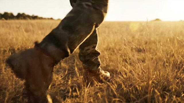 Person walking in a grassy field