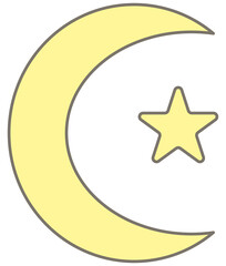 Cute Pastel Crescent Moon and Golden Stars for Ramadan and Dreamy Night Aesthetic
