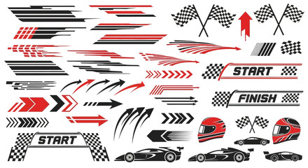 Dynamic racing graphics with arrows flags and cars © Nur
