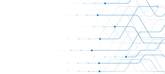Abstract technology background. White circuit lines and connected dots on dark tech bg. Futuristic electronics concept.circuit board background	abstract technology background