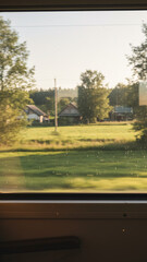 from inside the train with a rural atmosphere