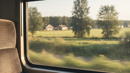 from inside the train with a rural atmosphere