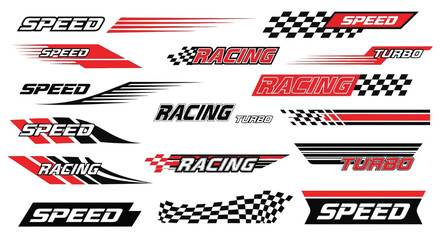 Dynamic racing logos and emblems collection in red and black © Nur