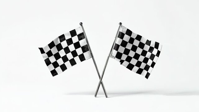 Two Crossed Checkered Racing Flags Symbolizing Victory and Speed