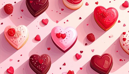 Assortment of Heart Shaped Chocolates and Candies for Romantic Occasions.