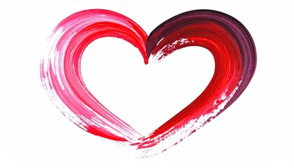 Abstract painted heart symbol with vibrant red and pink brush strokes.
