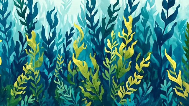 Underwater Kelp Forest Illustration - A Vibrant Marine Ecosystem Depiction.