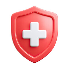 Obraz premium 3D rendered illustration of a medical shield with a white cross on a red backdrop