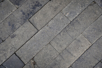 Gray Stone Paving Tiles with Diagonal Pattern