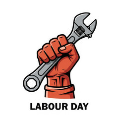 Illustration of a hand holding a wrench for labour day isolated on transparent background